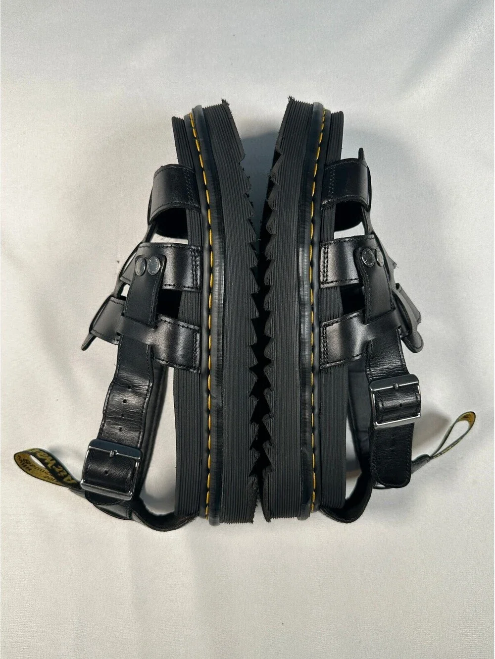 Dr Martens Terry Black Leather Gladiator Platform Sandals Men's 12 Women's 13